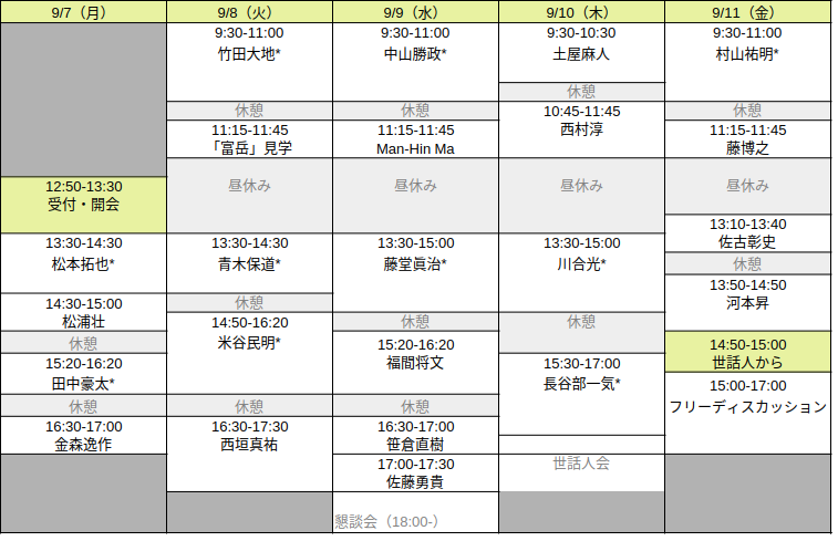 Timetable
